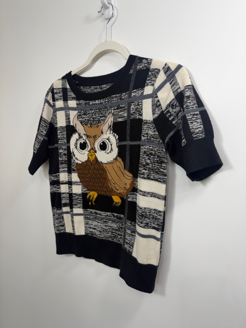 Alice + Olivia  Wool Owl Short Sleeve Sweater size small. - Picture 2 of 6